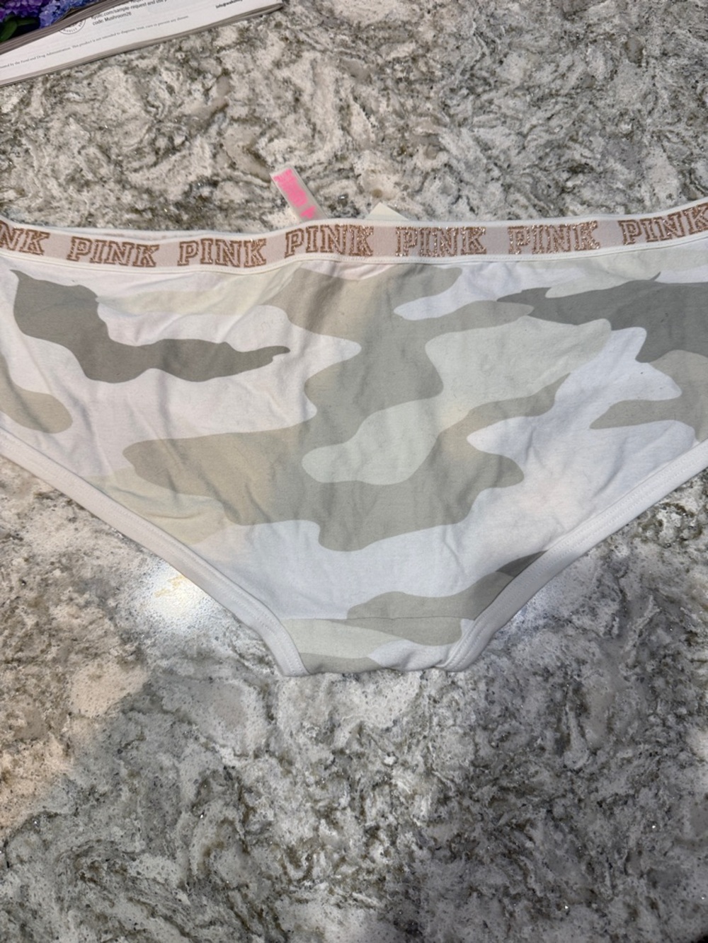 PINK Victoria's Secret White and Gray Camo Hipster Bikini Panty - Picture 5 of 6